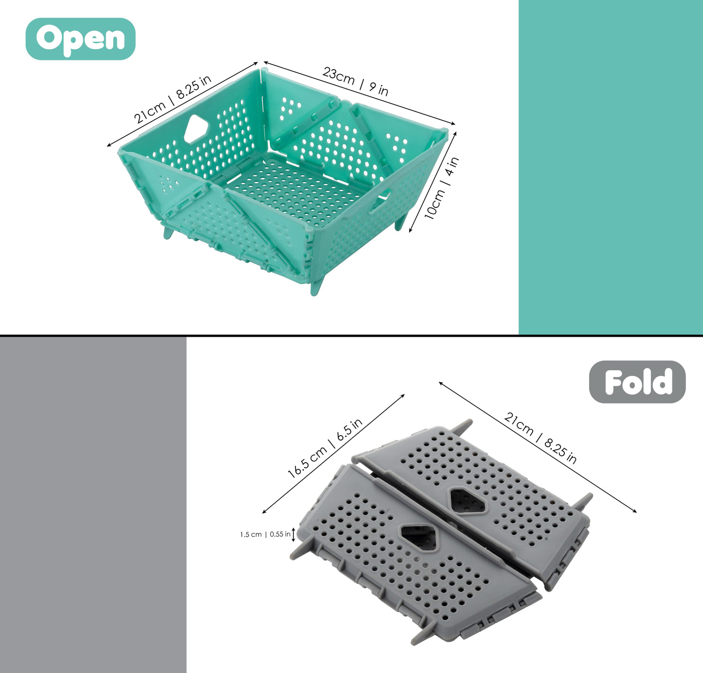 Foldable Vegetable Storage Basket with Drainage – Collapsible Colander & Food Strainer, BPA Free, Dishwasher Safe (1 PC)