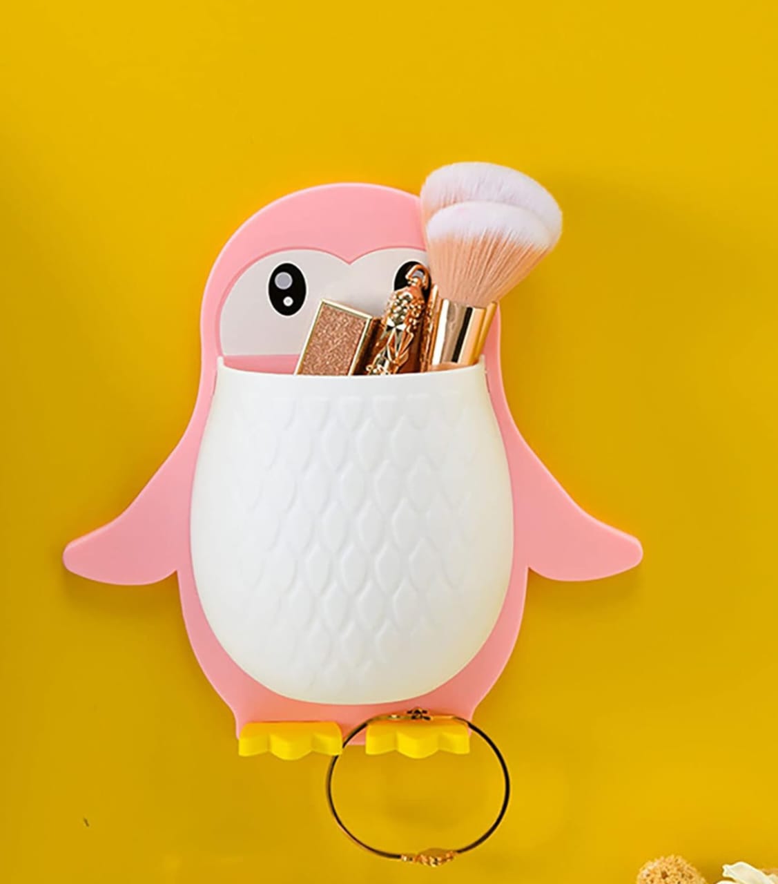 Penguin Shaped Multi Color Storage Boxes Wall-Mount Multi Purpose Holder - Accessories , Bathroom & Kitchen (Pack Of Two)