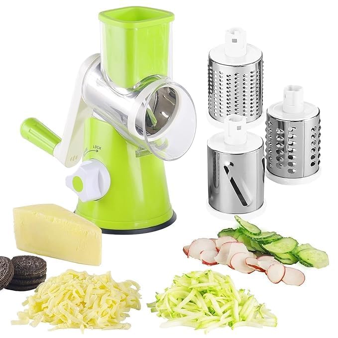 Table Top Drum Grater – Manual Rotary Vegetable & Cheese Slicer, Multi-Function Handheld Shredder & Chopper for Kitchen Use