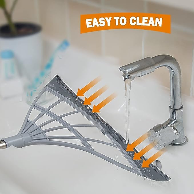 2-in-1 Magic Silicone Broom with Long Handle & Dustpan – Retractable Soft Rubber Broom for Water, Pet Hair & Floor Cleaning