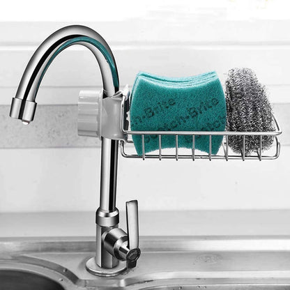 Stainless Steel Kitchen Sink Caddy Organizer – Hanging Sponge & Soap Holder, Heavy Duty Drainer Rack for Scrubbers