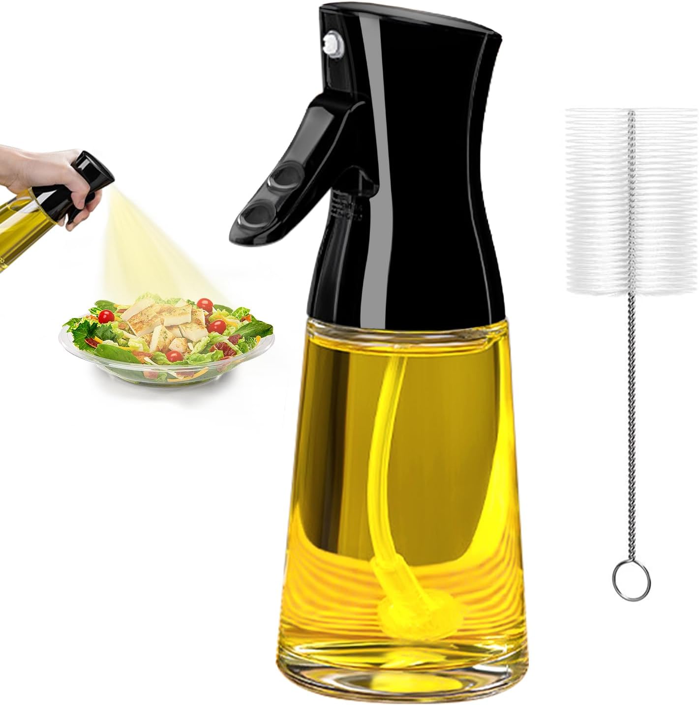 Olive Oil Sprayer Bottle – Refillable Glass Oil Mister for Cooking, Baking, Grilling, Salad & Air Fryer