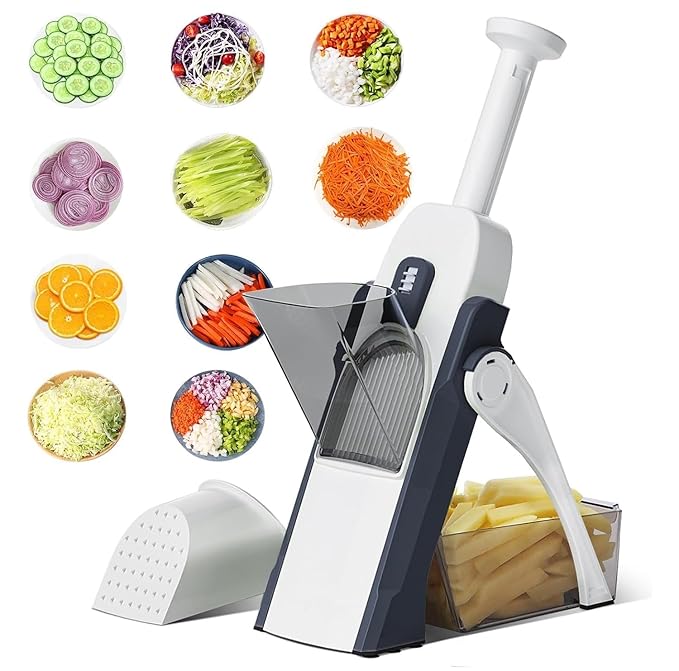 Multipurpose Safe Mandoline Slicer & Vegetable Chopper with Adjustable Thickness, Grater & Julienne Cutter for Kitchen