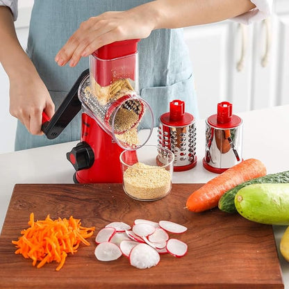 Table Top Drum Grater – Manual Rotary Vegetable & Cheese Slicer, Multi-Function Handheld Shredder & Chopper for Kitchen Use