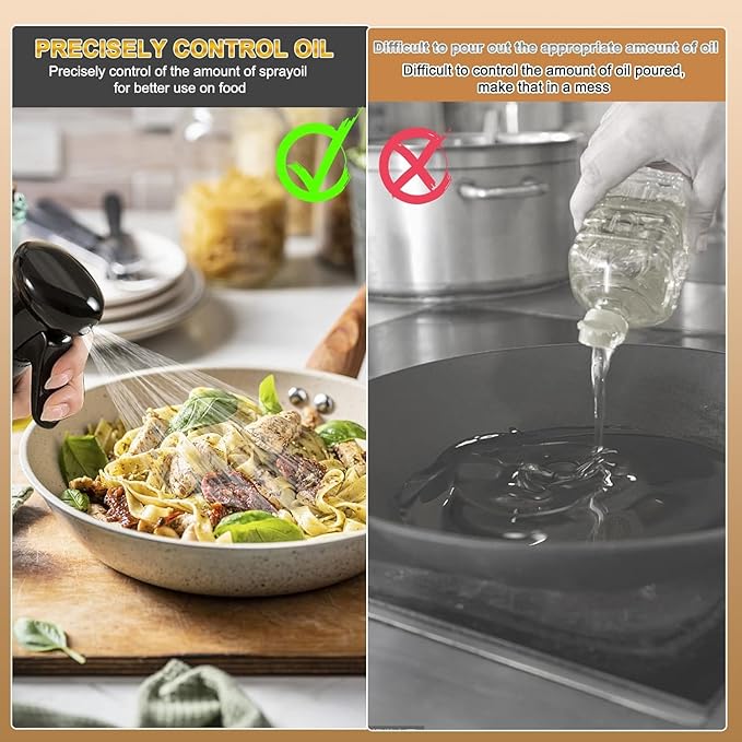 Olive Oil Sprayer Bottle – Refillable Glass Oil Mister for Cooking, Baking, Grilling, Salad & Air Fryer
