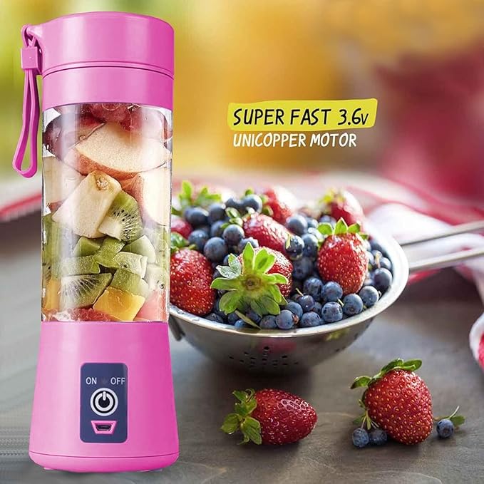 Portable USB Rechargeable Blender with 6 Stainless Steel Blades – Mini Juicer Mixer for Smoothies, Shakes, Baby Food & Travel Use