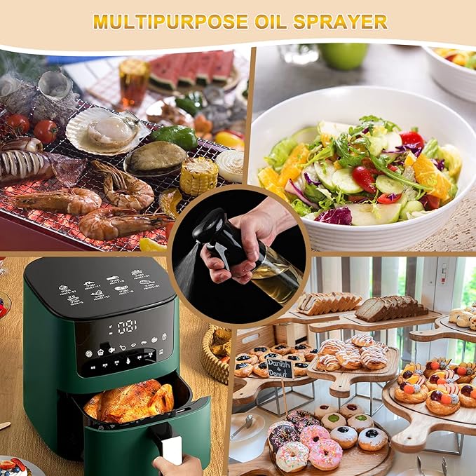 Olive Oil Sprayer Bottle – Refillable Glass Oil Mister for Cooking, Baking, Grilling, Salad & Air Fryer