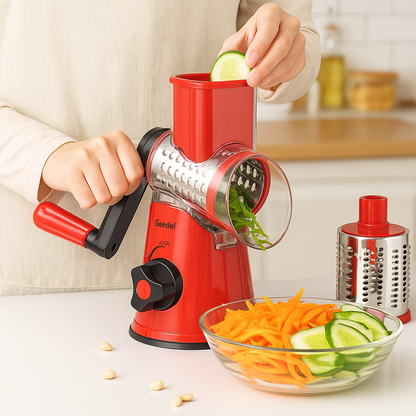 Table Top Drum Grater – Manual Rotary Vegetable & Cheese Slicer, Multi-Function Handheld Shredder & Chopper for Kitchen Use