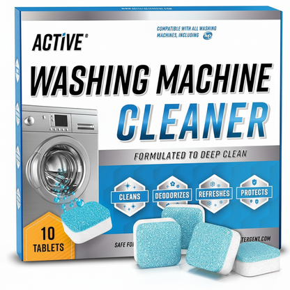 Washing Machine Cleaner Tablets – Deep Cleaning Effervescent Tablets for Front & Top Load Washers, Removes Odor & Residue (10 pcs)