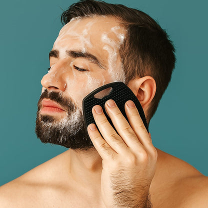 Body Scrubber for Bathing - Dead Skin Remover, Premium Super Soft Silicone Body Shower Scrub, Body Cleaning Brush for Men, Women and Children - 1 Pc (Black)