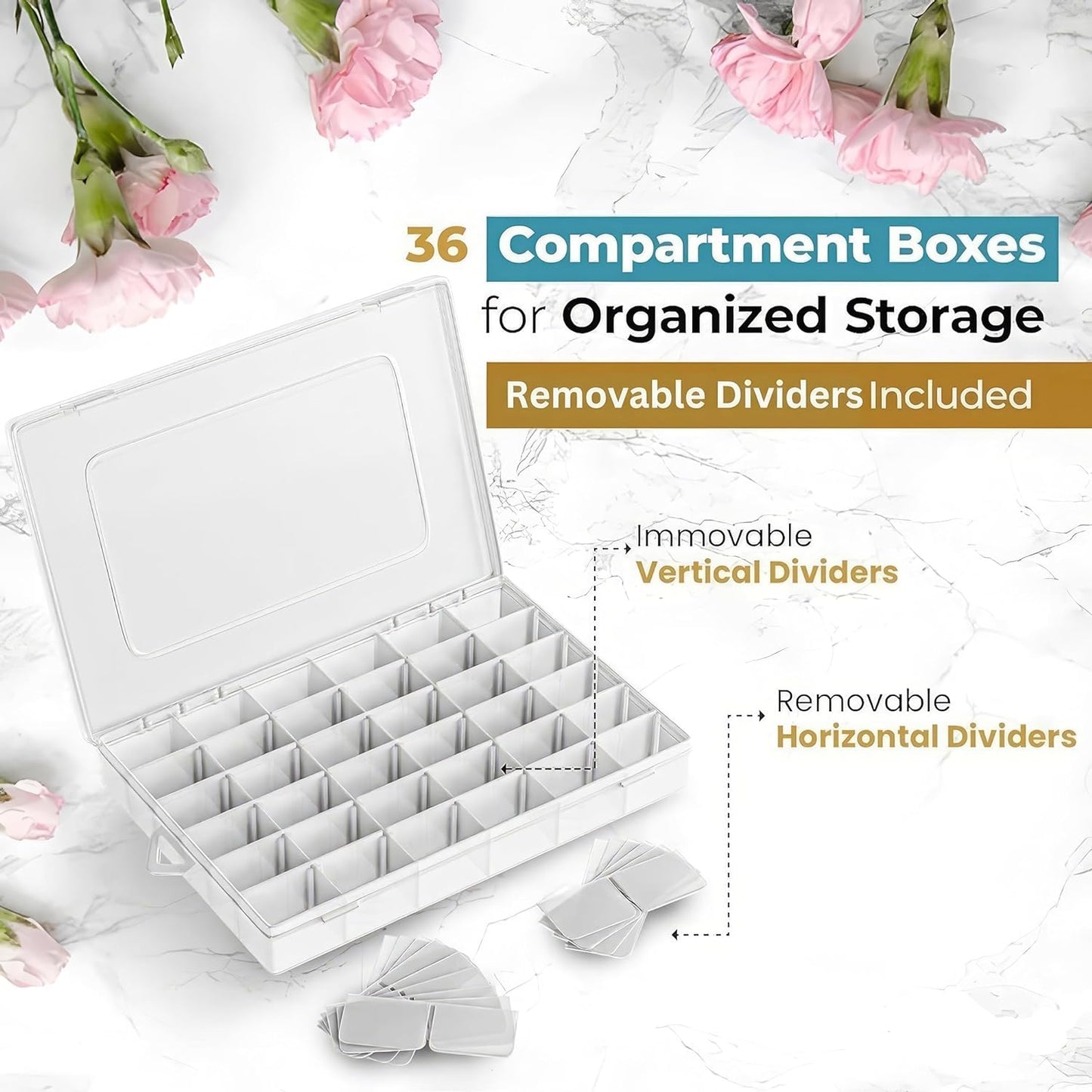 36-Grid Transparent Multipurpose Jewelry & Accessories Organizer Box