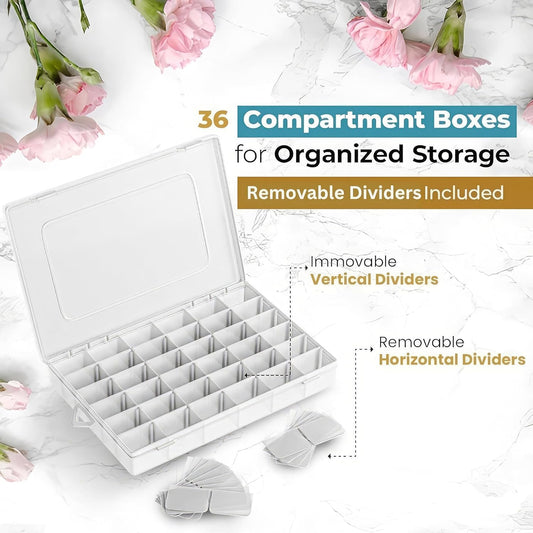 36-Grid Transparent Multipurpose Jewelry & Accessories Organizer Box