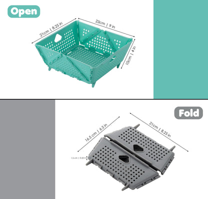Foldable Vegetable Storage Basket with Drainage – Collapsible Colander & Food Strainer, BPA Free, Dishwasher Safe (1 PC)