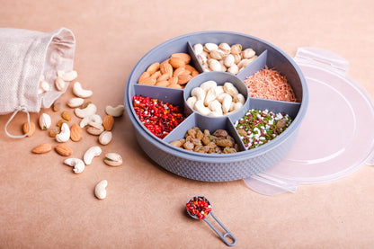 Round Plastic Masala Spice Box Multipurpose Masala Rangoli Dabba Box for Keeping Spices 7 Compartment Spice Container Multicolor Spice Box Set