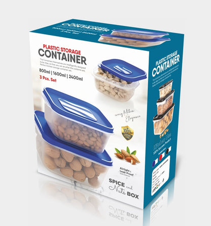 Modular Containers Set with Plain Lid for Pickle, Sauces, Spices, Chutney, Dry fruits, Travelling, Spill proof, Stackable, (Set of 3)