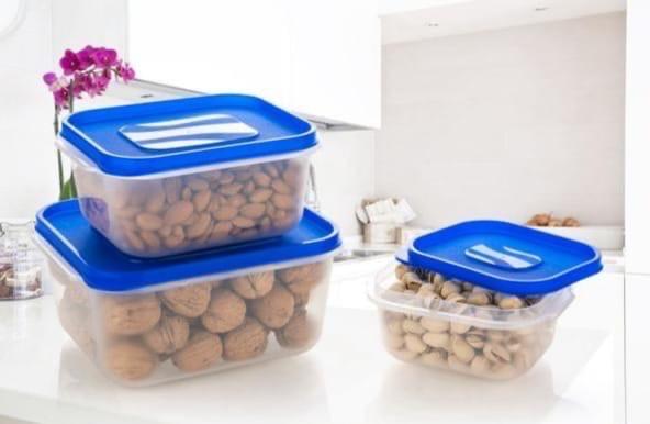 Modular Containers Set with Plain Lid for Pickle, Sauces, Spices, Chutney, Dry fruits, Travelling, Spill proof, Stackable, (Set of 3)