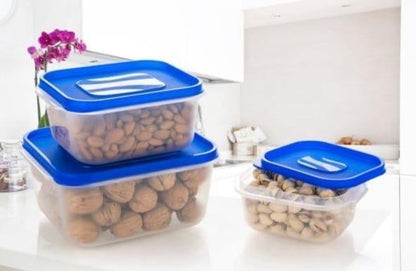 Modular Containers Set with Plain Lid for Pickle, Sauces, Spices, Chutney, Dry fruits, Travelling, Spill proof, Stackable, (Set of 3)