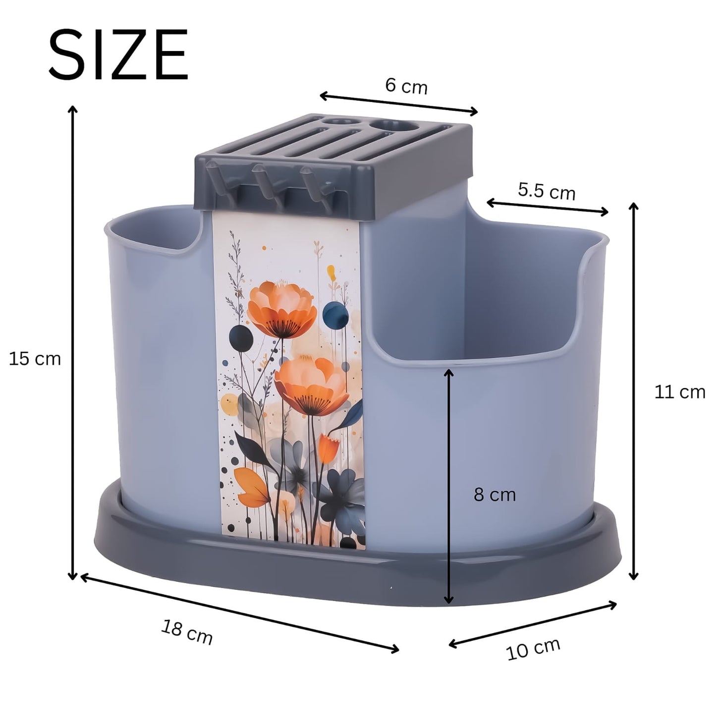 3 in 1 Multi-Functional Kitchen Utensil Stand – Spoon, Knife & Cutlery Organizer with Draining Basket